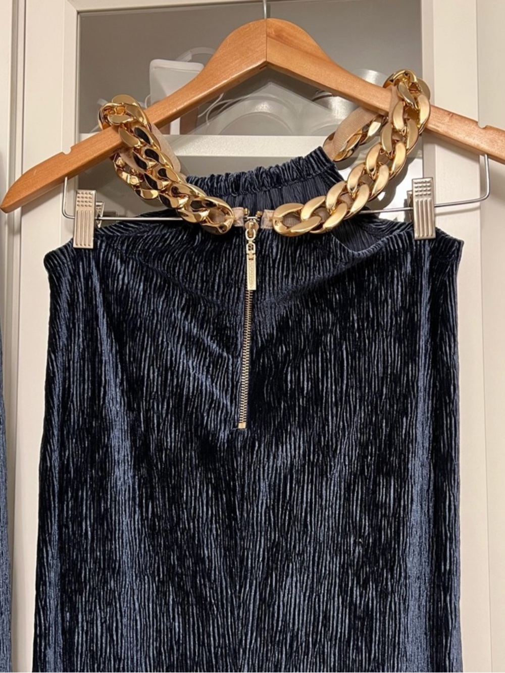 Bronx and Banco Cleopatra Two Piece Navy Velvet Set - Picture 8 of 11
